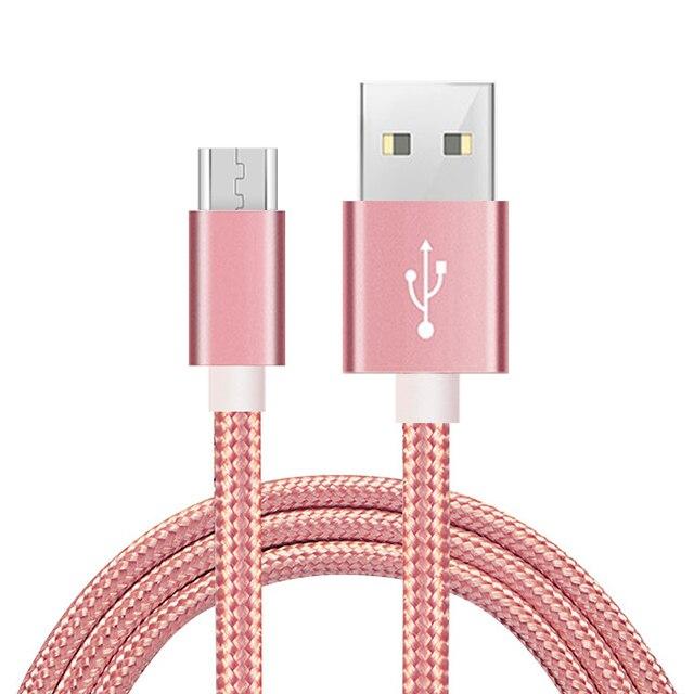 Micro-USB-kabel Nylon gevlochten data-snellader USB-kabel voor Samsung Xiaomi Redmi Huawei LG Microusb Android-telefoonkabels