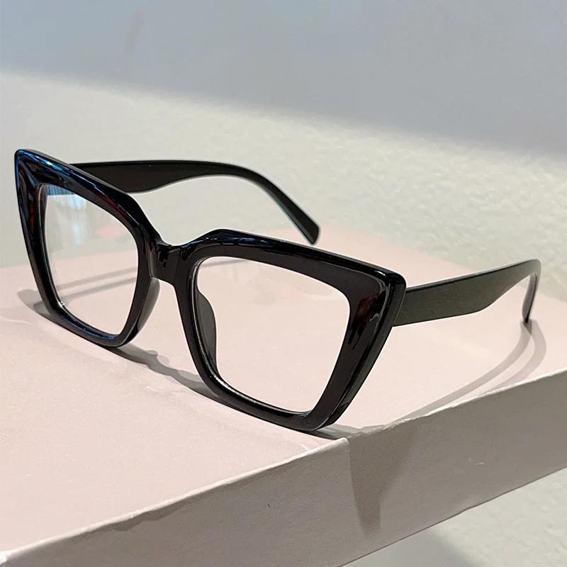 Oversized Cat Eye Glasses Women Stylish Patchwork Rim Optical Frames Trendy Brand Design Blue Light Blocking Eyeglasses