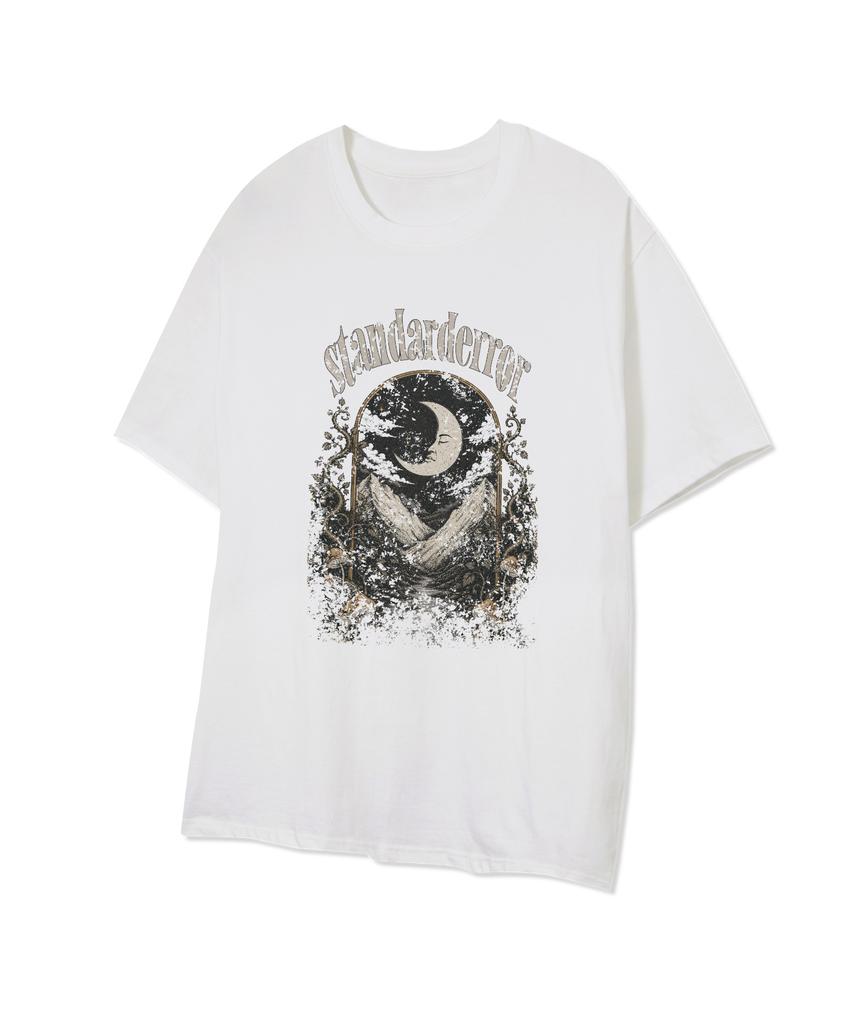 STANDARDERROR 87-Stan340 Vintage Mountain Moon Solid Short Sleeve T-Shirt (2 Colors)