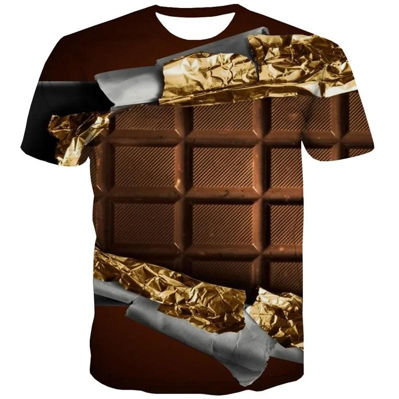 

3D Print Chocolate Graphic T-Shirts Funny Food Cake Tee Top Streetwear For Men Women Oversized Short Sleeve Kids T Shirt Clothes XXS