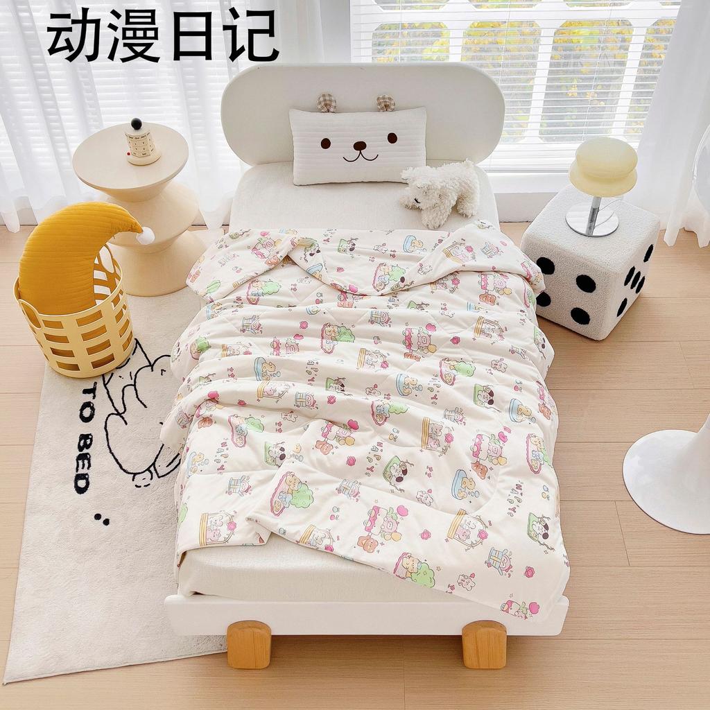 2024 New Children's Summer Quilt Knitted Cotton Summer Quilt Kindergarten Duvet Ice Cream Summer Quilt Airable Cover