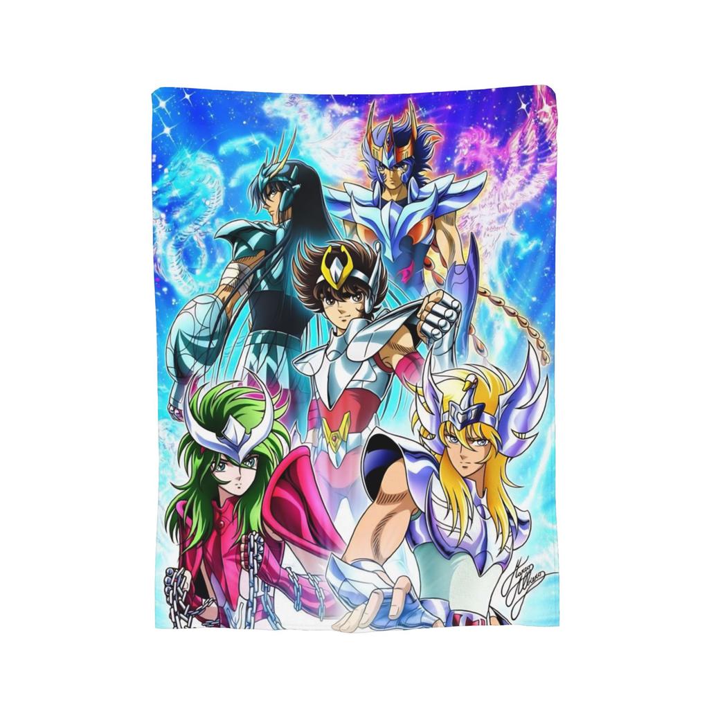 Knights Of The Zodiac Anime Fleece Throw Blanket Saints Seiyas Blankets for Bedding Office Super Warm Bed Rug,