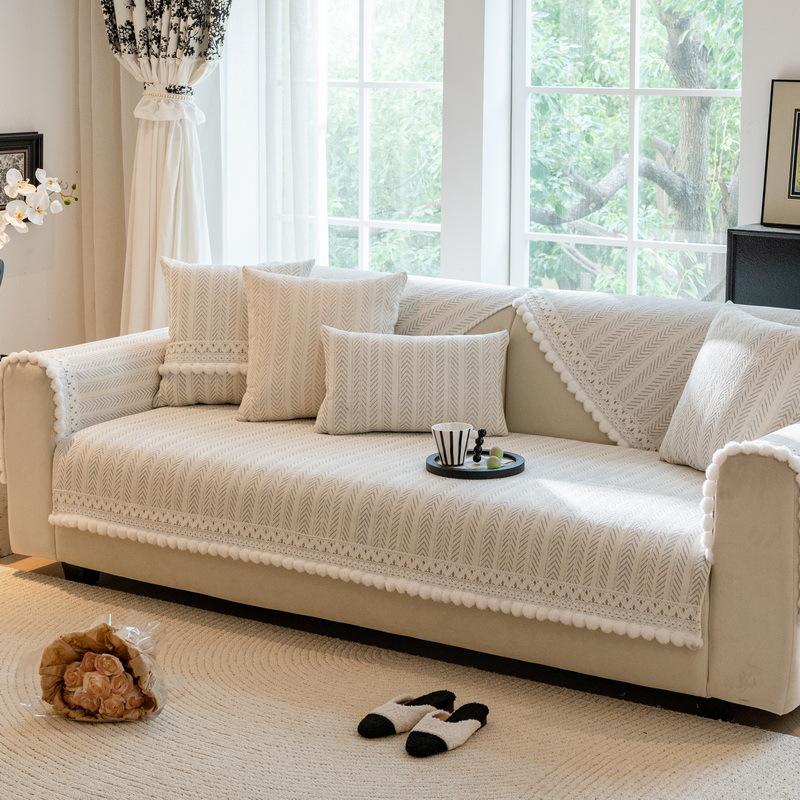 French Chenille Sofa Cushion, Universal In All Seasons, Light Luxury, High-End Non-Slip Seat Cushion Cover, Cloth Towel  New