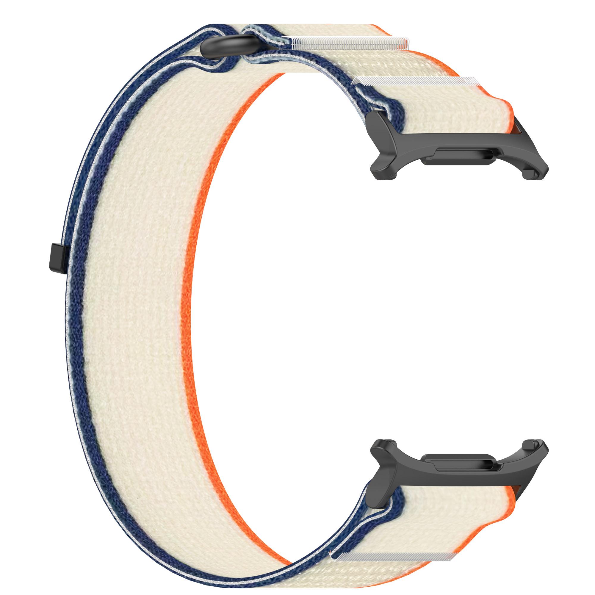 

For Samsung Galaxy Watch Ultra 47mm Nylon Watch Band Loop Fastener Adjustable Wrist Strap Orange+Beige