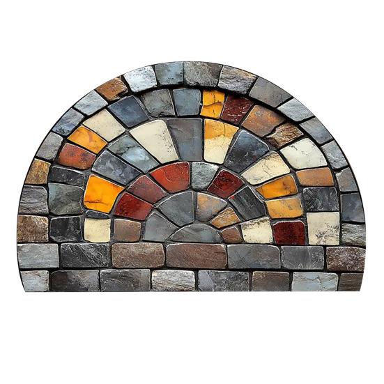 Bodenmatte Halbkreis 3D-Illusion Teppich Rutschfest Dekorativer Akzent Eingangsbereich Wohnzimmer Schlafzimmer Farbecht Bereichsteppich