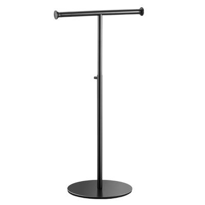 Necklace Display Stand for Tabletop Use, Black Iron Rail Holder with Round Base and Height Lock for Earring Accessory Display On Counters