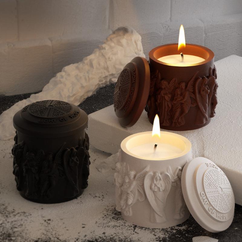 Statue Candle Cup Silicone Mold DIY Storage Jar Aroma Candle Resin Mold Gift Home Decoration