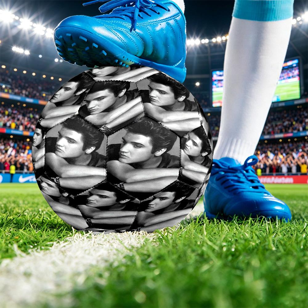 Elvis Presley Print Size 5 Soccer Ball Durable Shock?Absorbing Sports Ball For Training Match Outdoor Playing