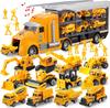 Joyfy 25-in-1 Die-Cast Baufahrzeug Spielzeug Auto-Transporter Lagerungs-LKW für Kinder Jungen Mädchen Geburtstag