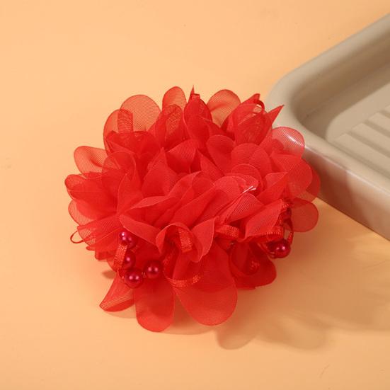 Elástico de Cabelo Cor Vibrante Decoração de Pérolas Artificiais Faixa de Cabelo Infantil Performance de Palco Alto