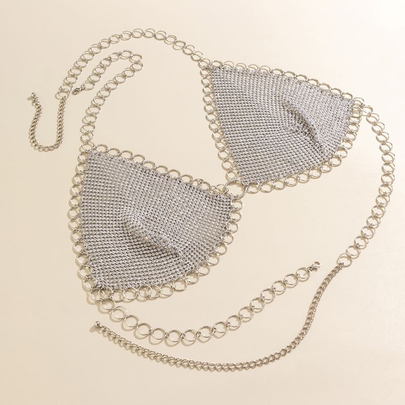 Transition Sexy Bar Club Chest Necklace Body Chains Sexy Street Wear Fashion Air Drill Tassel Vest Gold