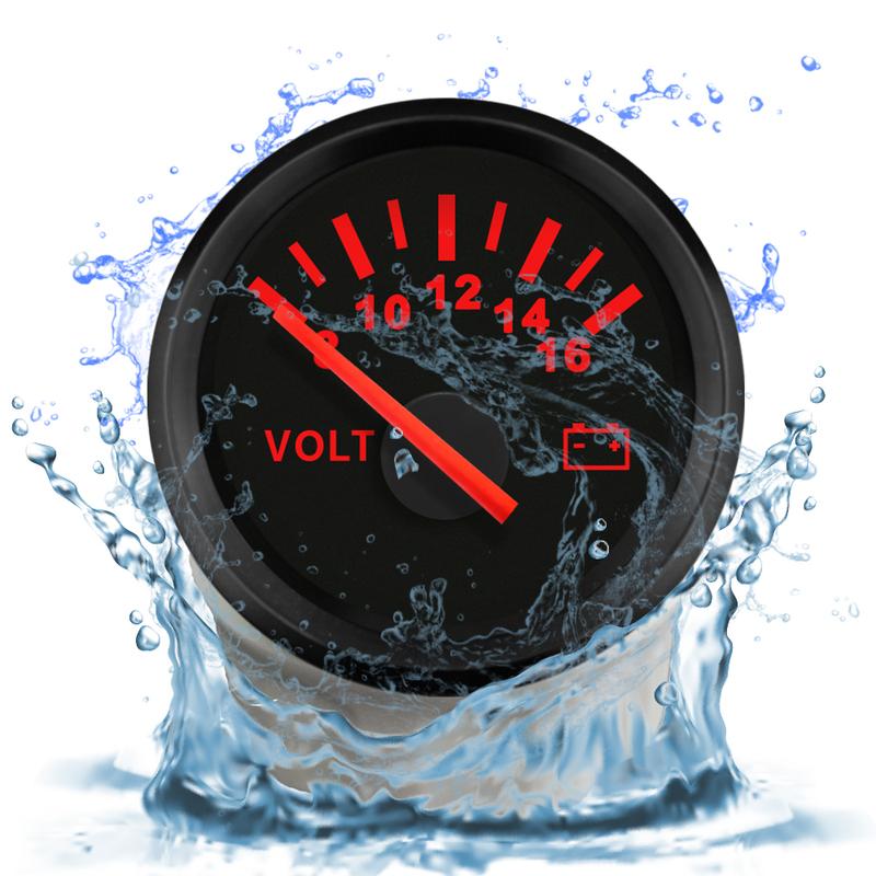 New 52mm Waterproof Voltmeter Universal Volt Gauge Meter 8-16V 16-32V with Red Backlight For Boat Automobile Yacht