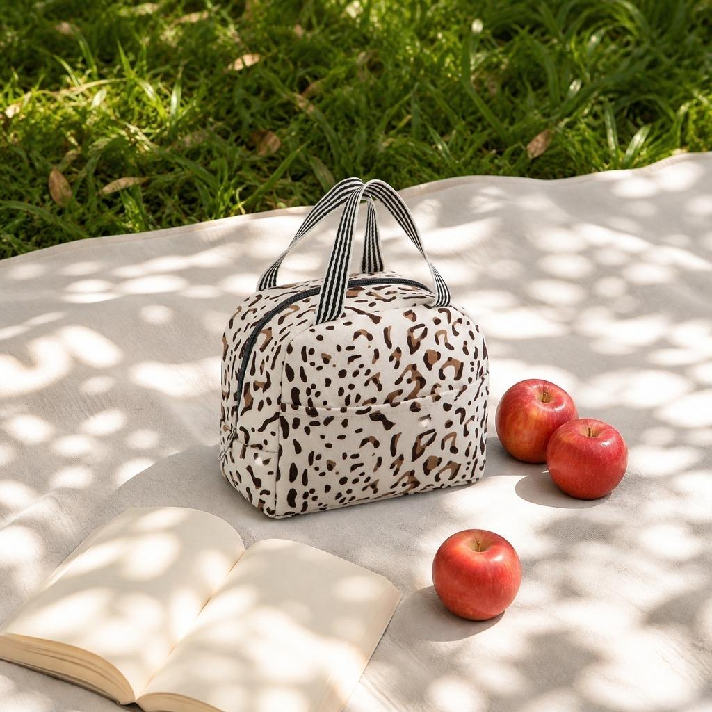 Insulated Lunch Bag with Zipper Closure and Dual Handles Lightweight Portable Thermal Tote for Food Storage and Travel