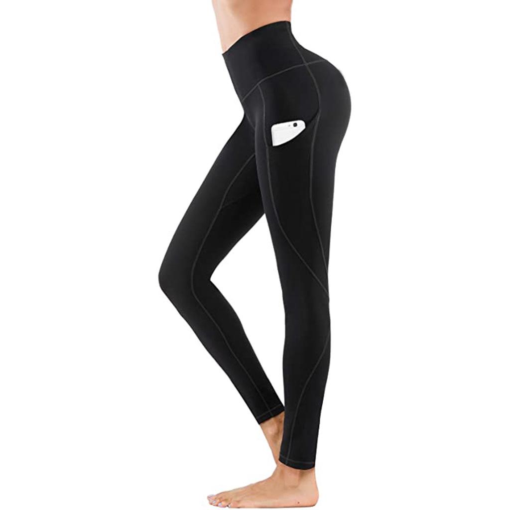 

Women s High-Waist European Size Yoga Leggings with Side Pocket Medium