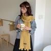 Sweet wool blended couple hairball scarf autumn and winter pit strip knitted warm versatile scarf