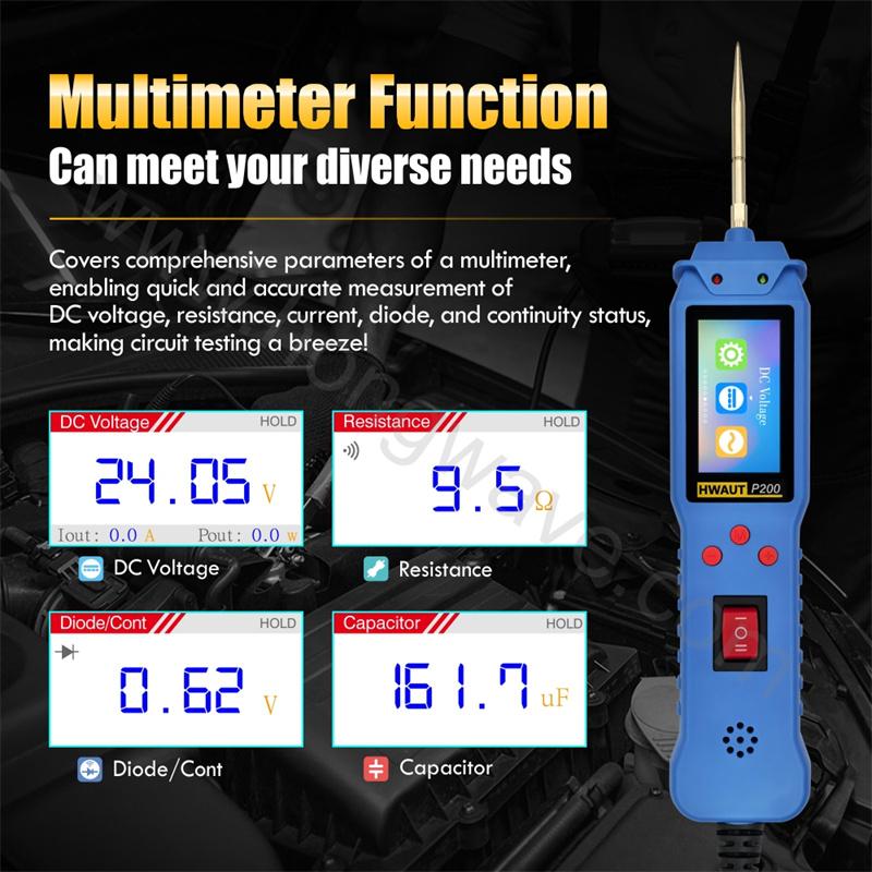 P100 P200 Automotive Circuit Tester 12V/24V Power Probe Diagnostic Tool TFT Screen Oscilloscope & PWM Output Overload Protection