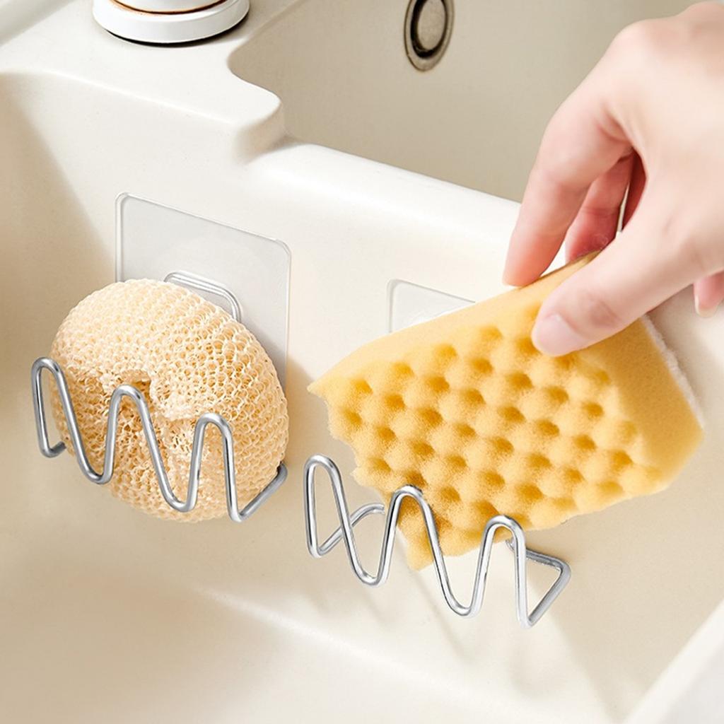 Sink Drain Rack Self-adhesive Cleaning Cloth Shelf Dish Drainer Sponge Holder Kitchen Bathroom Accessories