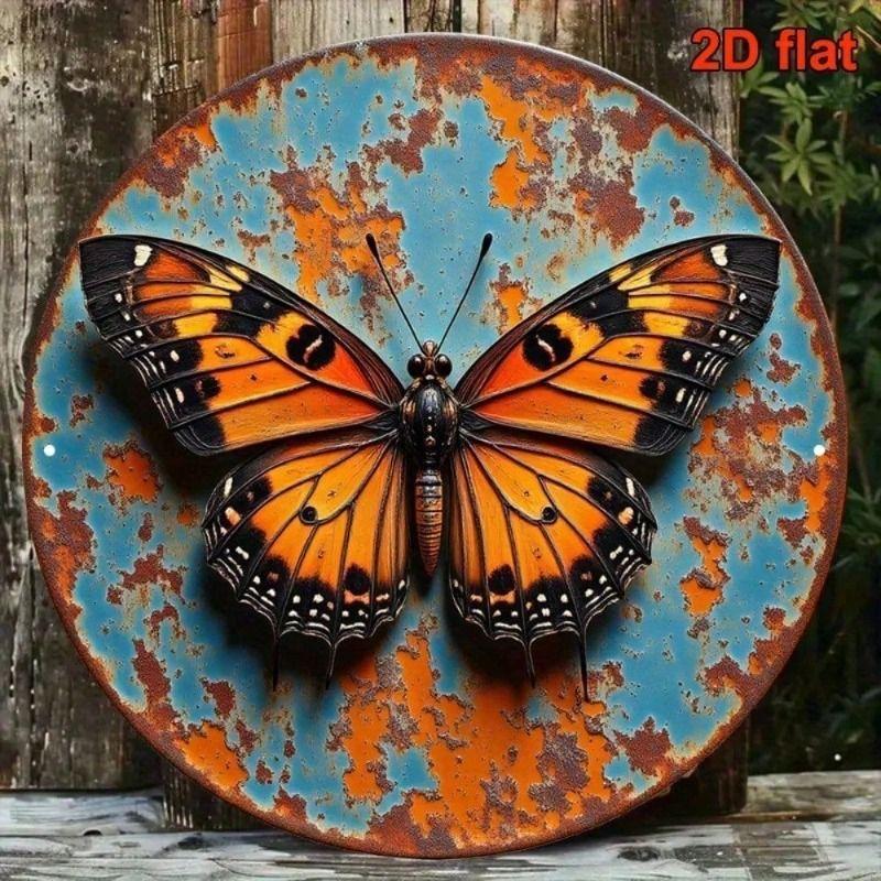 Retro Butterfly Aluminum Metal Poster Wall Decor for Living Room