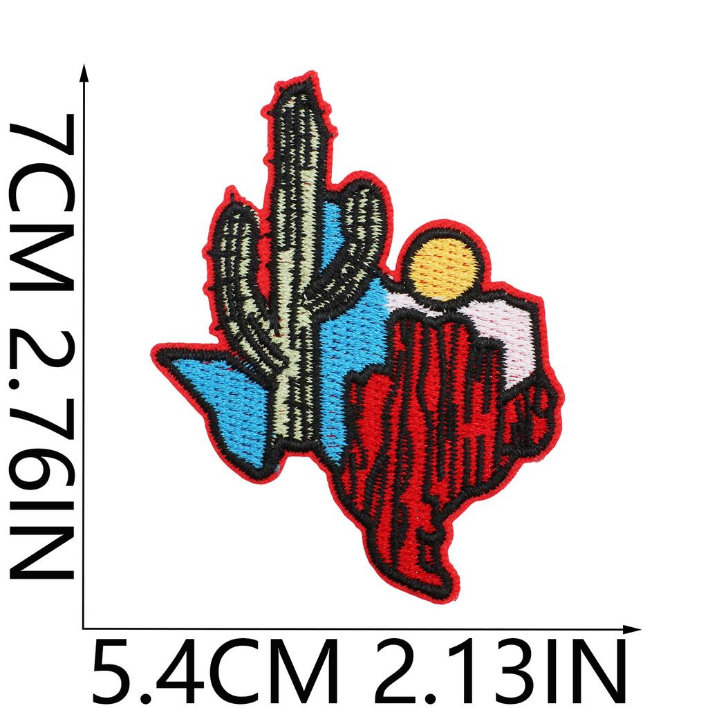 52 Pezzi Stoffa Ricamata Mista Tema Western Denim Adesivo Stile Punk Teschio Patch Adesivo Decorazione Vestiti Cactus