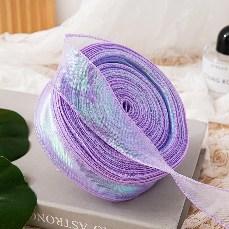 4cm x 10 Yards Iridescent Fishtail Yarn Ribbon, Polyester Lace Tulle for Floral Art & Baking.