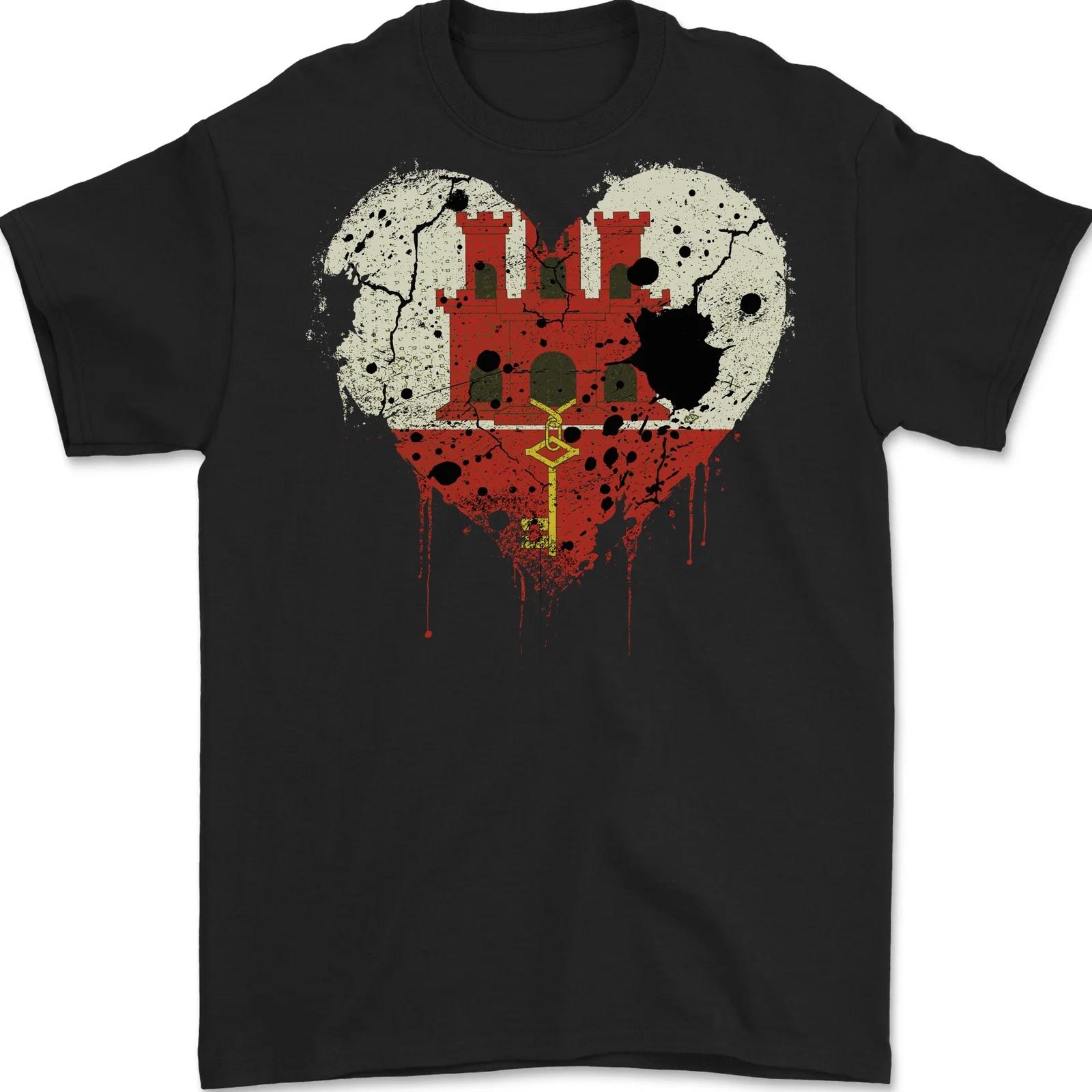 Love Flag Gibraltar Football Mens T-Shirt 100% Cotton S