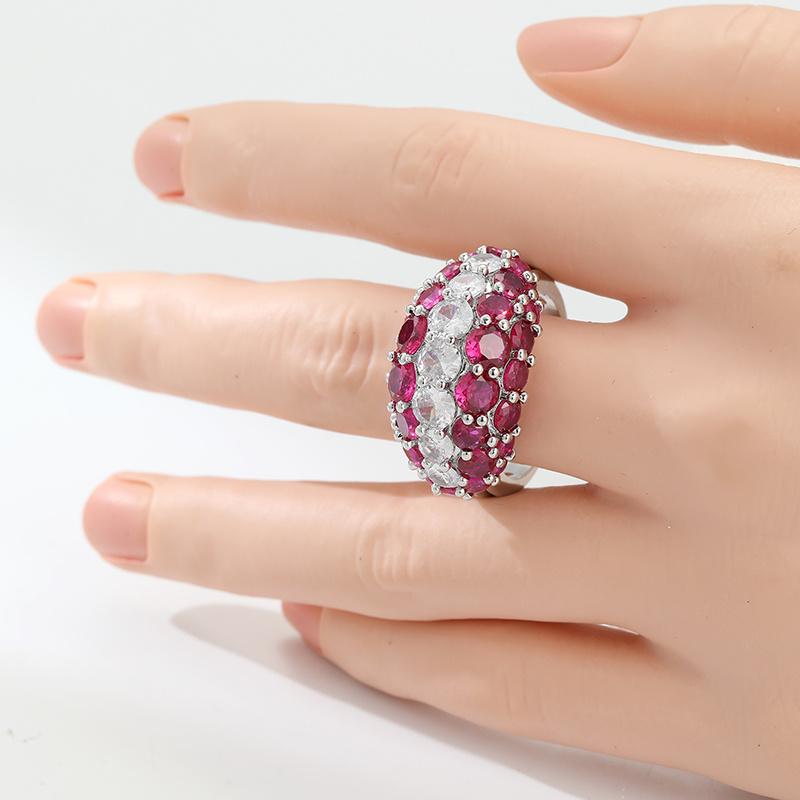 Luxury Red Cubic Zirconia Shining Engagement Band Ring For Women Silvery Color Anniversaries Valentine Romantic Ring Jewelry