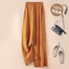 Women's Japanese Style White Linen Wide-Leg Pants - Relaxed Fit, Sun Protection, Casual Straight-Leg for Spring/Summer