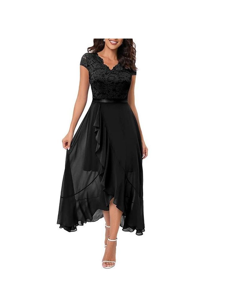 New Arrival Little Black Dress Long Party Dress Bridesmaid Dress Lace Dress for Women