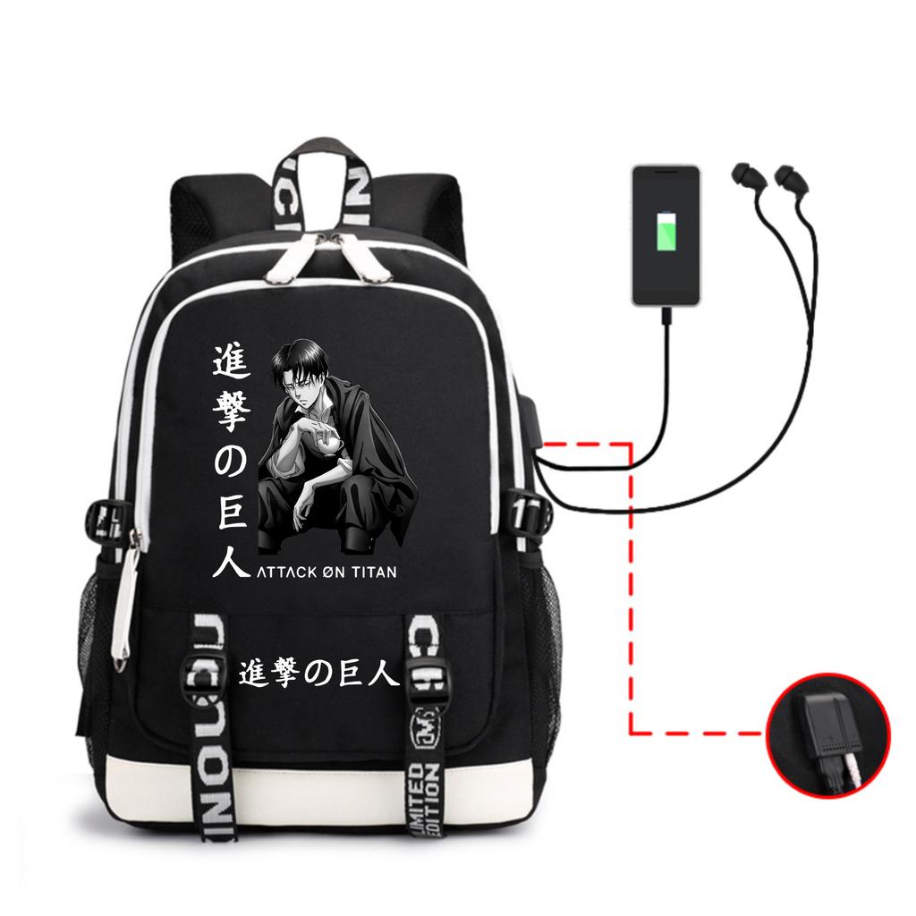Anime Backpack Outdoor Male And Female Students Headphones Schoolbag Usb Backpack