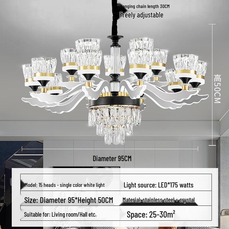Chinese Style Luminous Crystal Chandelier: Modern Luxury Lighting for Living Rooms and Halls