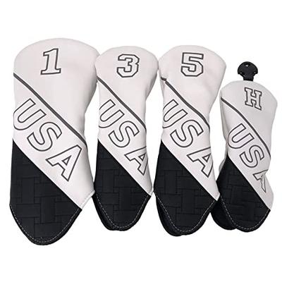 Head Cover Golf Cover Driver Cover Wood Cover Utility UT Cover Set 1 3 5 H USA 4-piece (white)