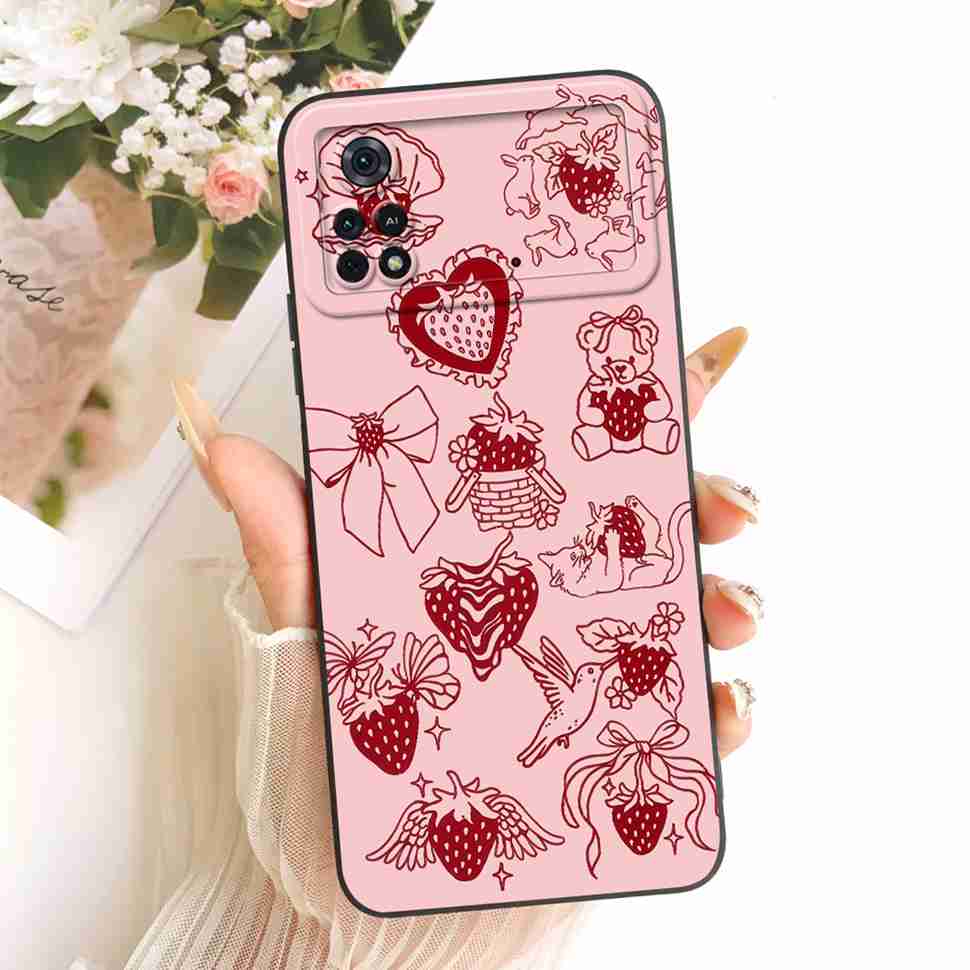 For Xiaomi Poco M4 Pro 4G Casing Flowers Soft Silicone Back Cover Phone Case for Xiaomi PocoM4 Poco M4 Pro Covers Bag Capa