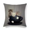 Cartoon Cat Pattern Series Super Soft Cotton and Linen Material Pillow Cover for Home Sofa Decoration Pillow Cover