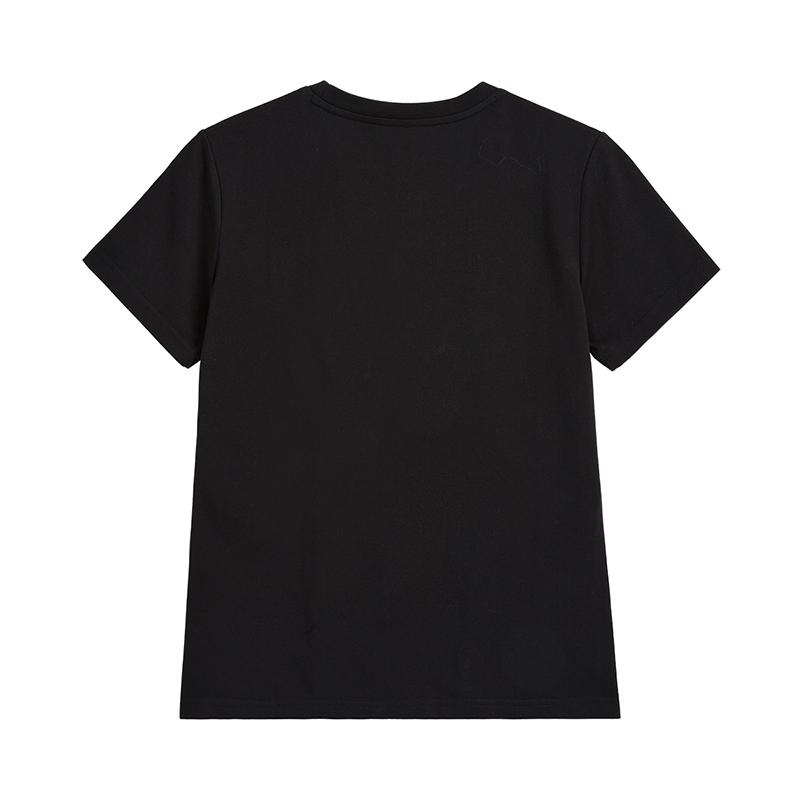 Li Ning Mother Logo Printed Round Neck Loose Comfortable Casual Short Sleeve T-Shirt Women T-Shirts Black AHSVA76-1