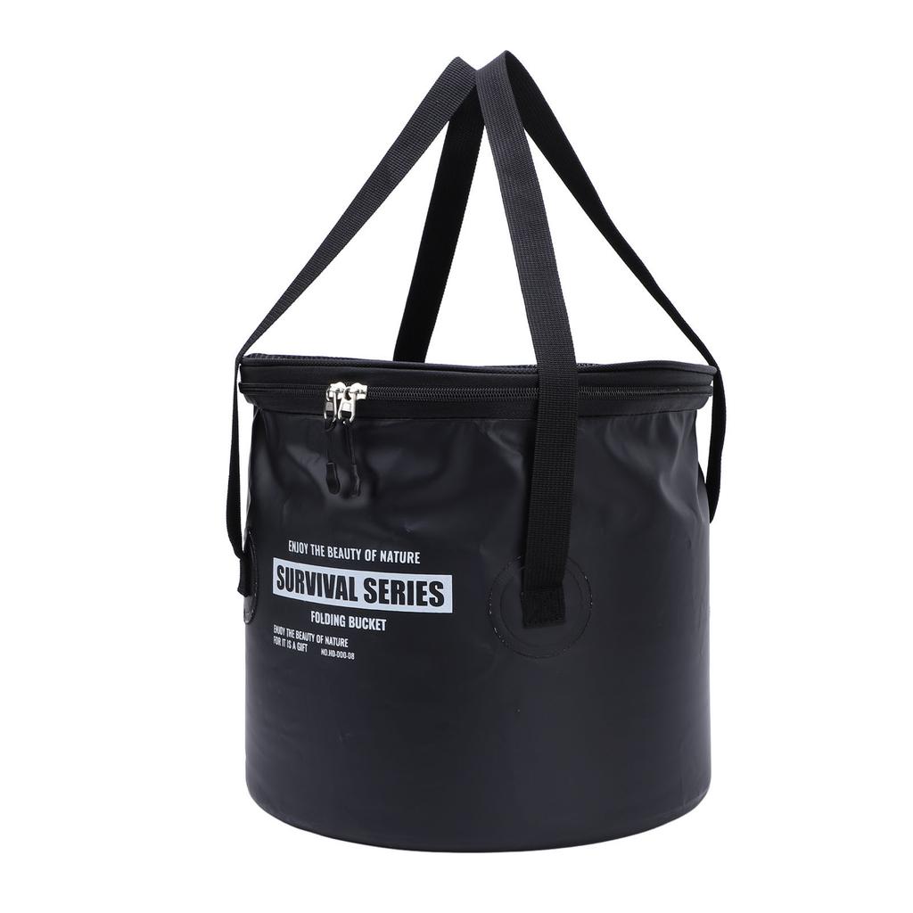 Cloth Folding Bucket with Mesh Pouch Portable Draining Basket Water Container for Outdoor Camping Fishing Car Washing