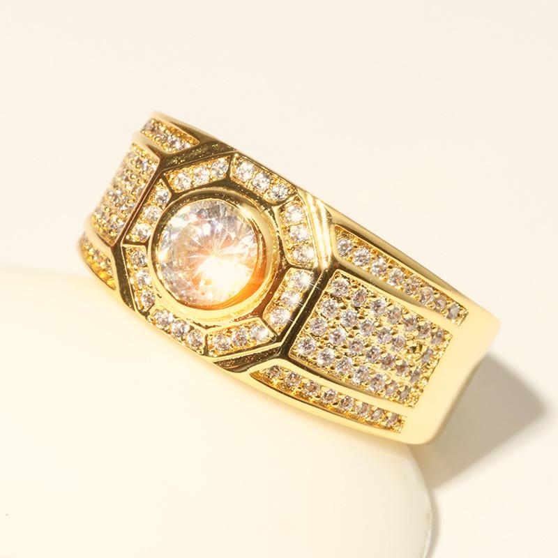 Schmuck Vergoldeter Ring Simulation 3Aaa Quadratischer Diamantring Mode Großer Herrenring, Ehering