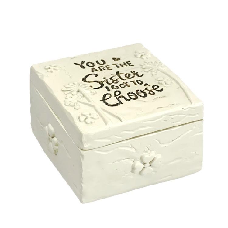 

Stylish Resin Jewelry Box Permanent Protective Storage Compact Present For Sisters 1