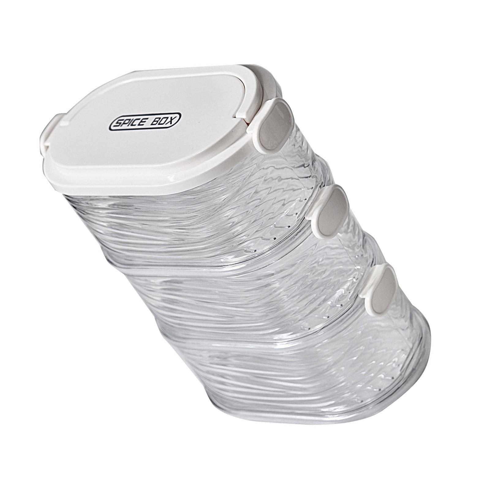 Штабелируемые Прочные Пластиковые Контейнеры для Хранения Продуктов для Организации Кухни и Хранения Специй с Герметичными Крышками 3