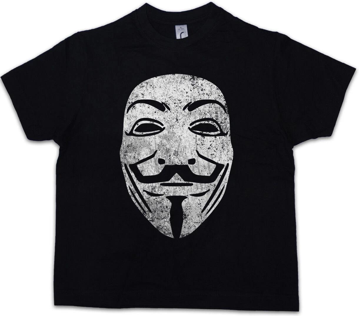 GUY FAWKES MASK Kids Boys T-Shirt V For Like Anonymous Vendetta Revolution UK- 140
