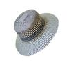 Japanese Retro Blue And Beige Woven Flat-Top Wide-Brimmed Jazz Top Hat For Men And Women Summer Vacation Beach Sun Protection Straw Hat