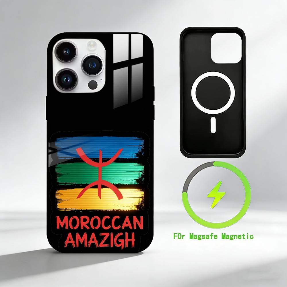 

A-Amazigh Berber Flag Phone Case For iPhone 17 16 15 14 13 12 Pro Max Plus for Mirror Wireless Magnetic Cover iPhone15PRO