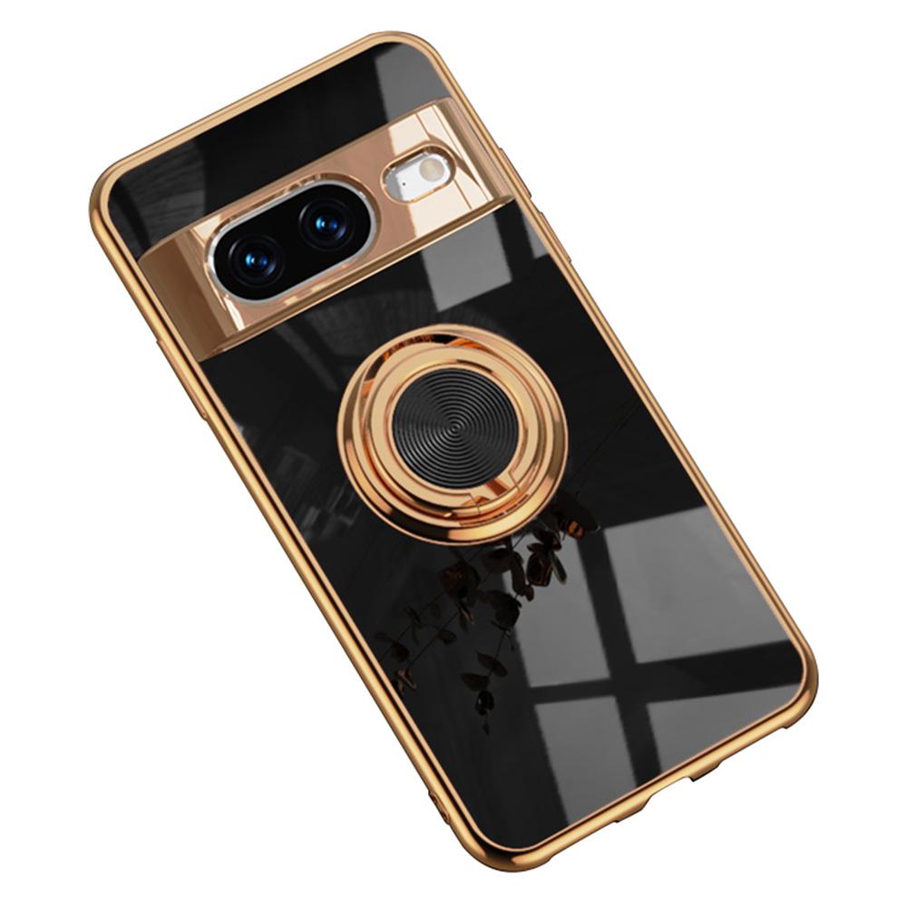 For Google Pixel 8 Case Precise Cutouts 6D Electroplating TPU Phone Cover with Ring Holder