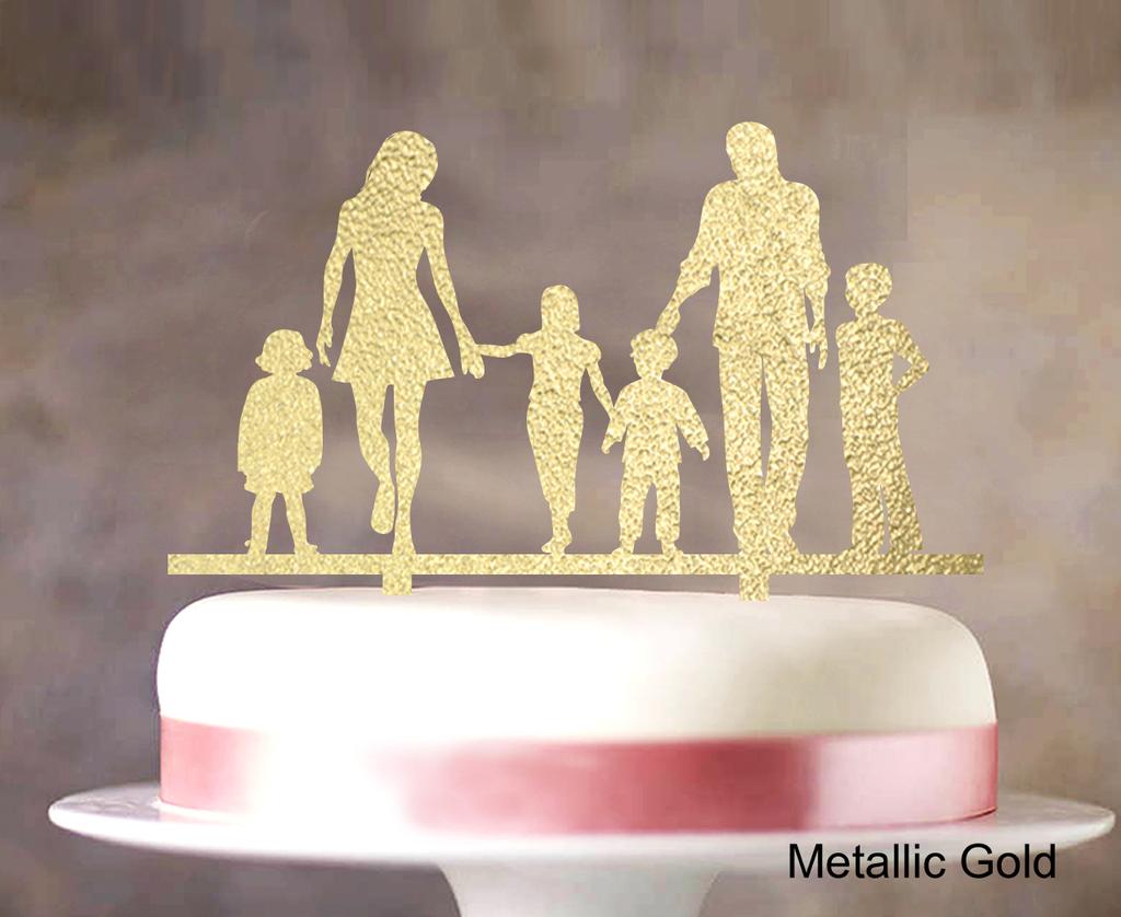 "Custom Family Cake Topper Personalized Silhouette Wedding Cake Topper Cake Decorations Option Available 6""-7"" Inches