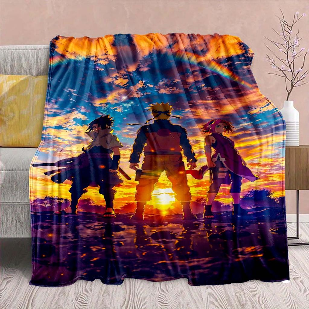 Naruto Anime Flannel Blanket - Soft Warm Perfect for Sofa, Bedding Camping Travel Office Home Decor -QJY