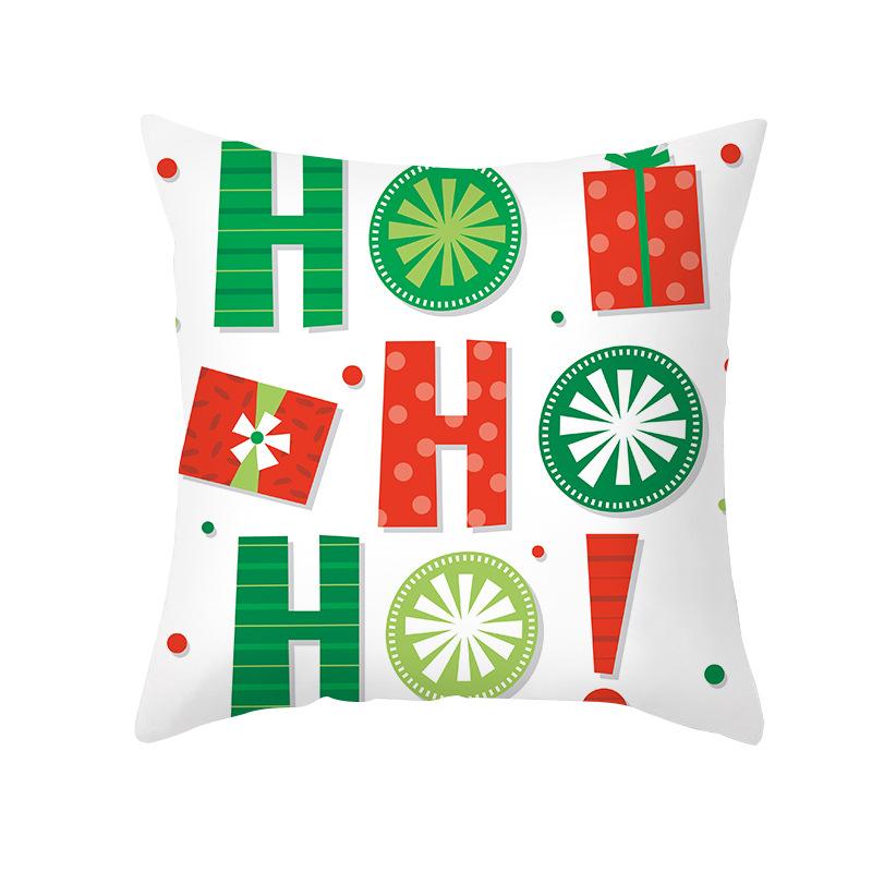 Home Products Christmas Cushion Cover Cartoon Letter Print Peach Skin Cushion Cover