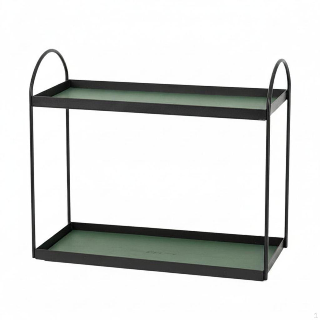 Tabletop Storage Rack TwoTier Countertop Organizer with Handles Metal Shelf for Washroom Counter,