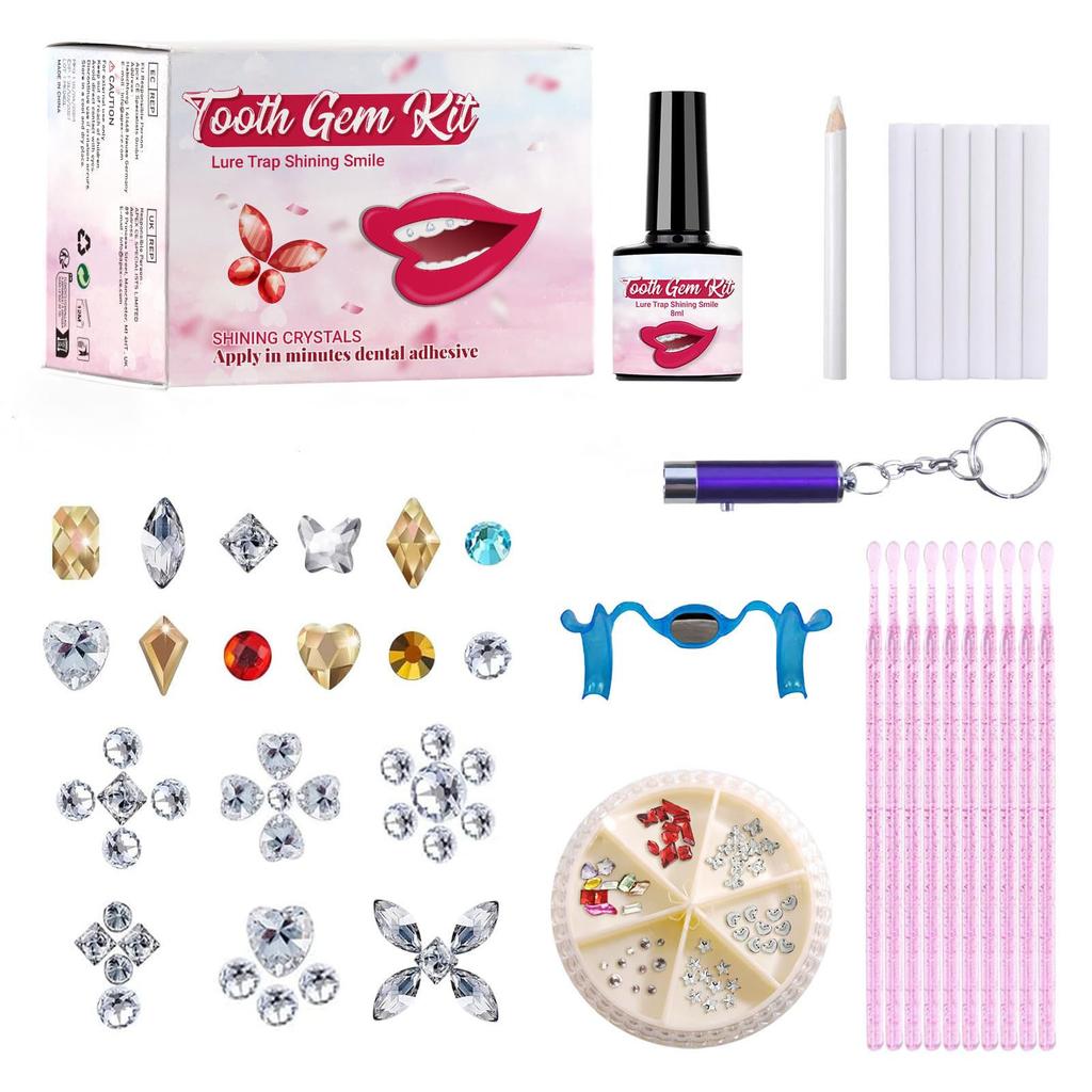 Tooth Jewelry Kit - DIY Jewelry Kit With Sparkling Crystals, Self-Application Fashion Teeth For Women & Men