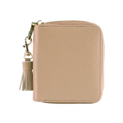 Lizdays Women's Bifold Wallet, Genuine Leather, Anti-Skimming, Gray Beige