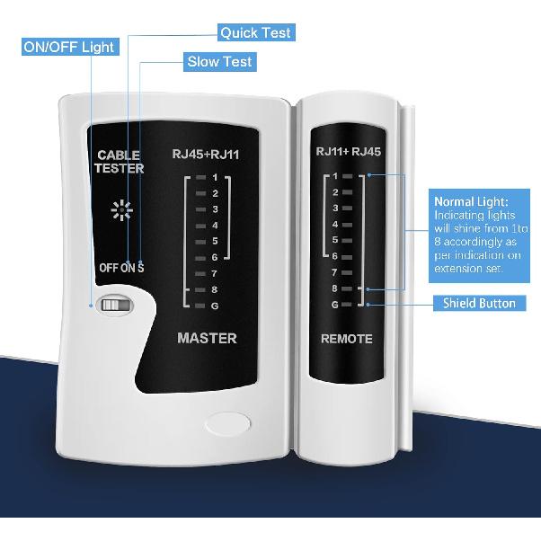 RJ45 Crimp Tool Ethernet Crimper for RJ45 Cat6 Cat5 Cat5e Pass Through Connectors and RJ12 Plug Ends with 50PCS RJ45 Cat6 Connectors, RJ45 Cable