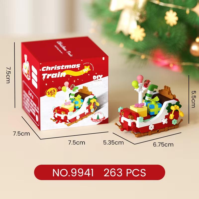 

DIY Christmas Train Snowman Micro Building Blocks Educational Kids Toys Plastic Christmas Decorations Gift
